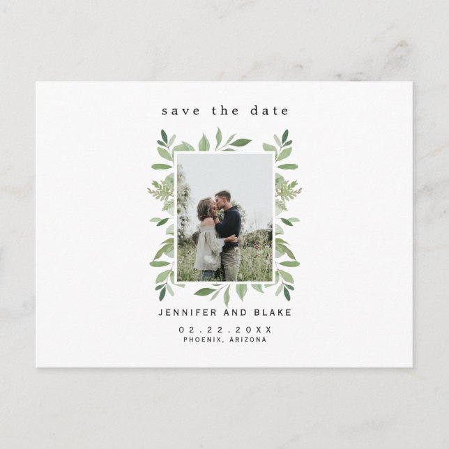 Whispers of Spring Photo White Save the Date Postcard (Front)