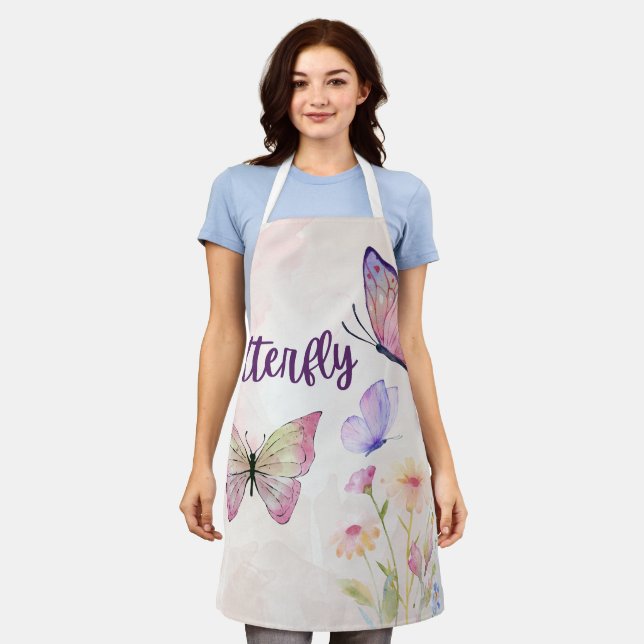 Whispers of Spring: Roses and Butterflies in Harmo Apron (Worn)