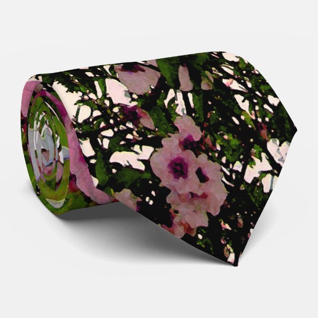 Whispers of Spring: Watercolor Pink Blossom Tree Tie (Rolled)
