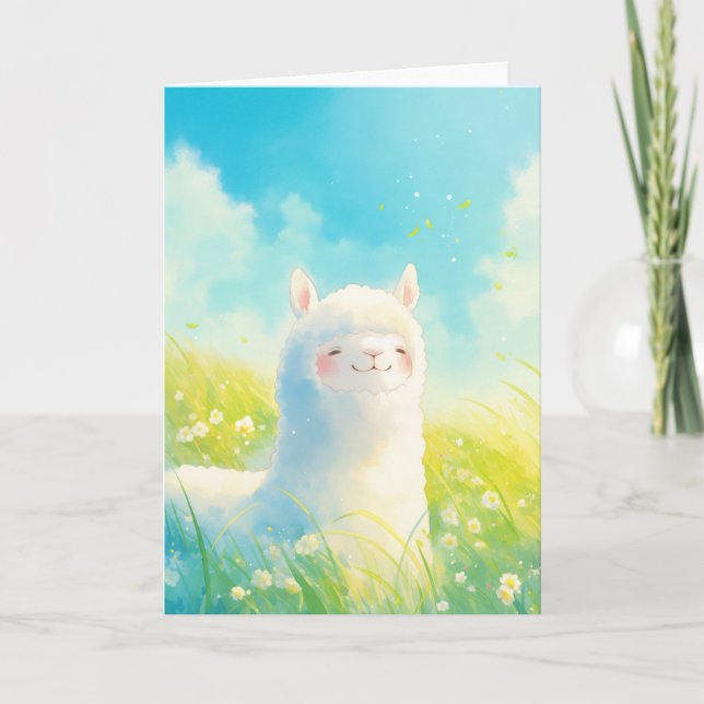 Whispers of Spring with an Alpaca Card (Front)