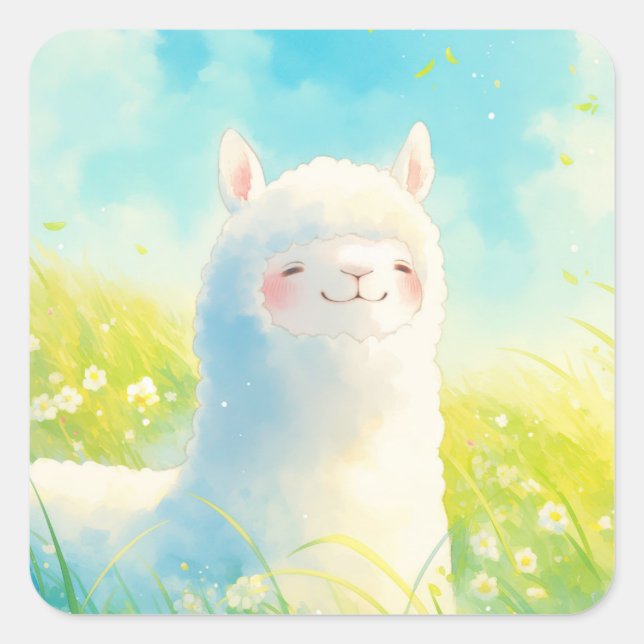 Whispers of Spring with an Alpaca Square Sticker (Front)