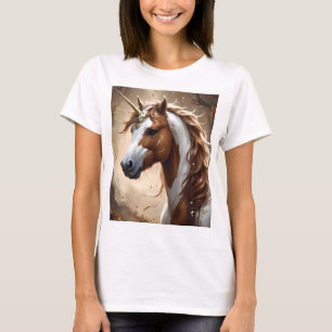 Whispers Of The Brown And White Fantasy Unicorn, T-Shirt