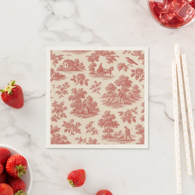 Whispers of the Countryside – Red Toile Paper Napk Napkin (Insitu)