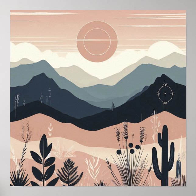 Whispers of the Earth: A Boho Minimalist Mountain  Poster (Front)