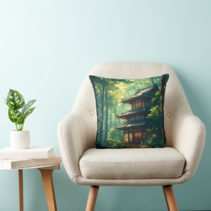 Whispers of the Forest: A Hidden Japanese Retreat Cushion