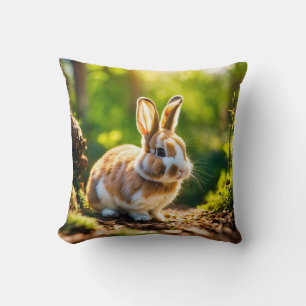 Whispers of the Forest: A Rabbit’s Gentle Pause Cushion