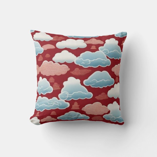 Whispers of the Heavens: A Chinese Cloud Pattern Cushion (Front)