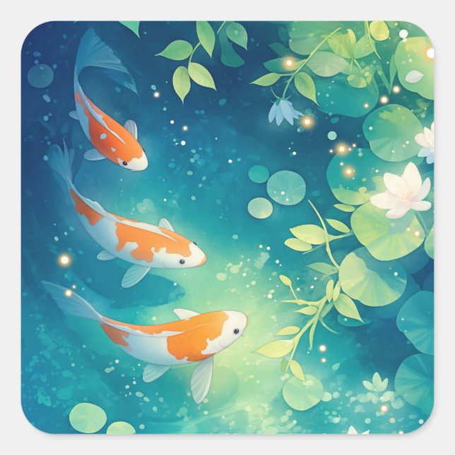 Whispers of the Koi Pond Square Sticker (Front)
