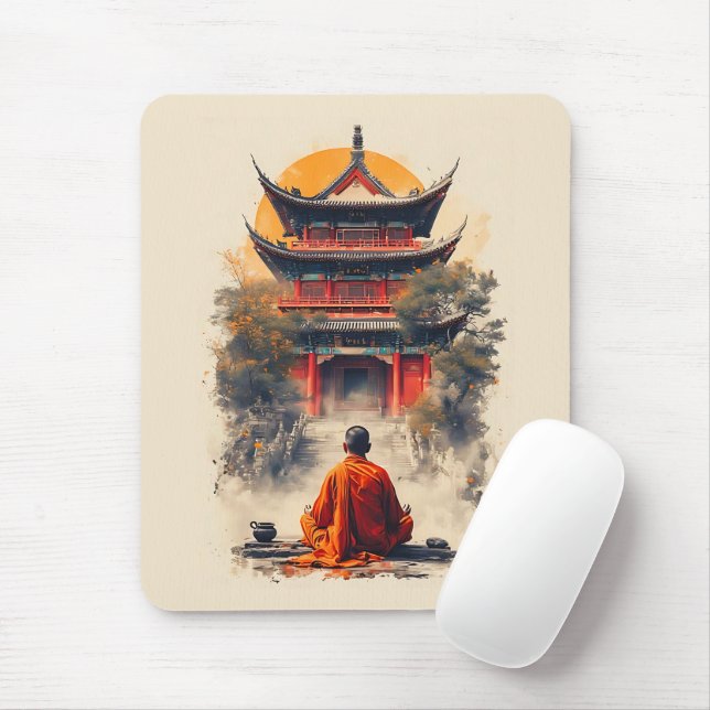Whispers of the Pagoda Mouse Mat (With Mouse)