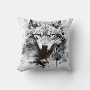Whispers of the Wild: A Monochrome Throw Pillow