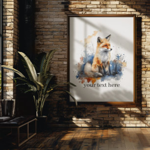 Whispers of the Wild Fox in Watercolor, custom Canvas Print