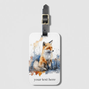 Whispers of the Wild Fox in Watercolor, custom Luggage Tag