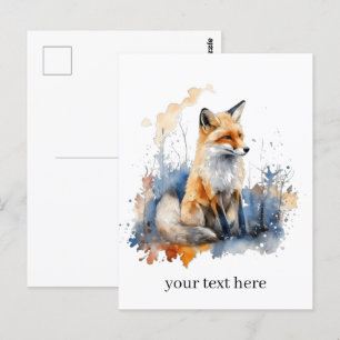 Whispers of the Wild Fox in Watercolor, custom Postcard