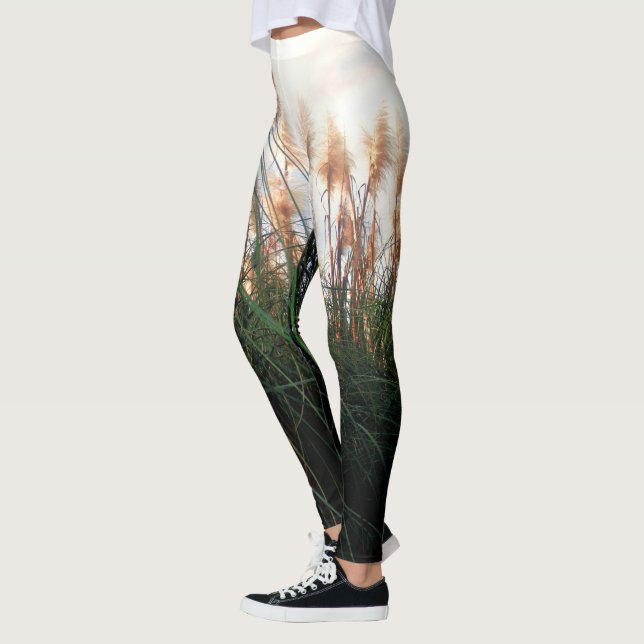 "Whispers of the Wind: The White Pampas Grasses" Leggings (Left)