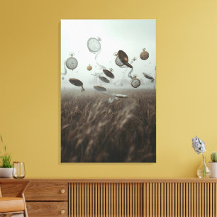 Whispers of Time – Surreal Pocket Watch Landscape Canvas Print