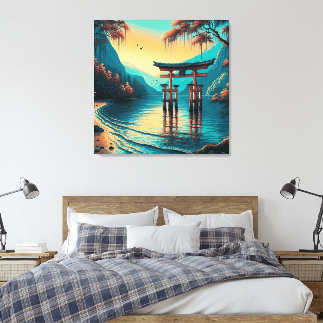 "Whispers of Tranquillity: The Spirit Gate" Canvas Print (Insitu(Bedroom))