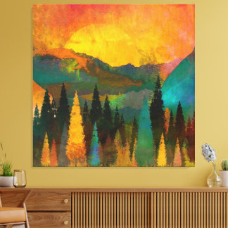 Whispers of Twilight: Sunset Silhouette in Forest Canvas Print
