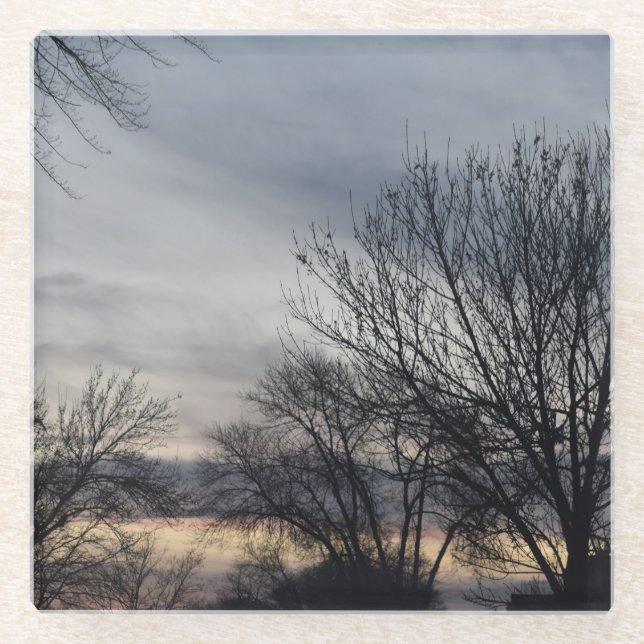 Whispers of Winter Glass Coaster (Front)