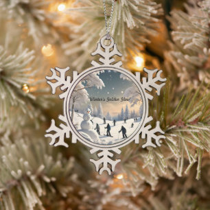 "Whispers of Winter" Snowflake Pewter Christmas Ornament