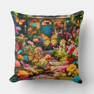 Whispers of Wonder - Colourful Butterfly Garden Cushion