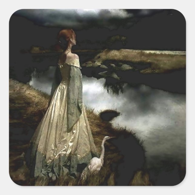 “Whispers on the Wind” by Edward Robert Hughes Square Sticker (Front)