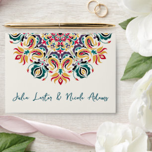 Whispers Swan Birds Lotus Flowers Mandala Wedding Envelope