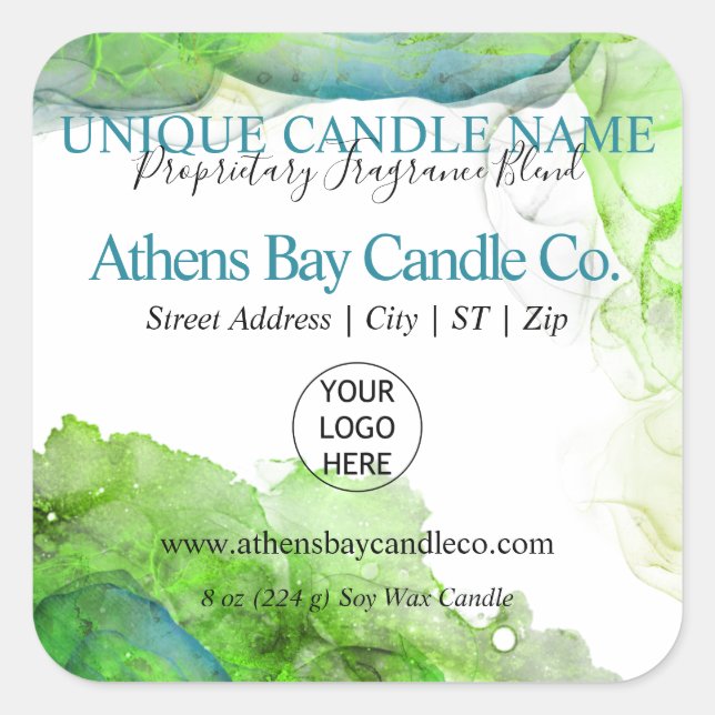 Whispy Alcohol Ink Candle Product Label (Front)