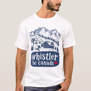 Whistler BC Canada Blue Minimalist Snowboarding  T-Shirt