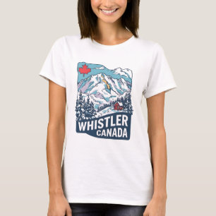 Whistler BC Canada Cute Skiing Watercolor Mountain T-Shirt