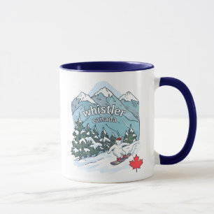 Whistler BC Canada Cute Snowboarding Mountain Mug