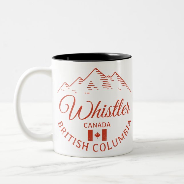 Whistler BC Canada Mountain Design Two-Tone Coffee Mug (Left)