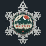 Whistler BC Canada Mountain Ski Vintage Snowflake Pewter Christmas Ornament<br><div class="desc">Whistler British Columbia Canada. This Vintage design makes a great Christmas or Birthday gift for fans of Canadian towns. The vintage design is a perfect gift for camping, and nature lovers. - "Modify the design according to your own preferences. You may change the design location, orientation, background colours and size....</div>
