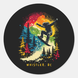 Whistler Bc Canada Snowboarder Snowboarding Resort Classic Round Sticker
