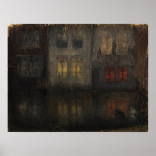 Whistler - Black And Red Back Canal Holland Poster