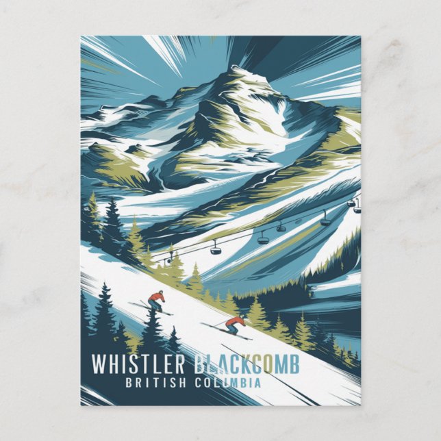 Whistler Blackcomb Mountain Skiing Postcard (Front)