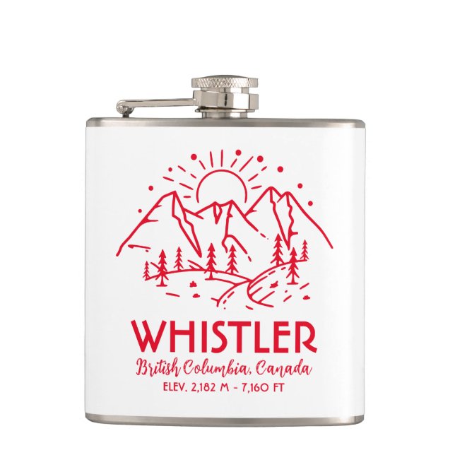 Whistler British Columbia Canada Minimalist Ski Hip Flask (Front)