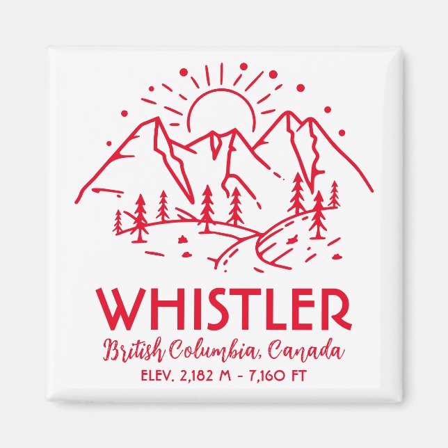 Whistler British Columbia Canada Minimalist Ski Magnet (Front)