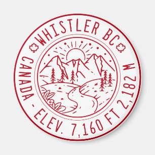 Whistler British Columbia Canada Minimalist Ski Magnet