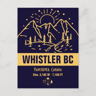 Whistler British Columbia Canada Minimalist Ski  Postcard