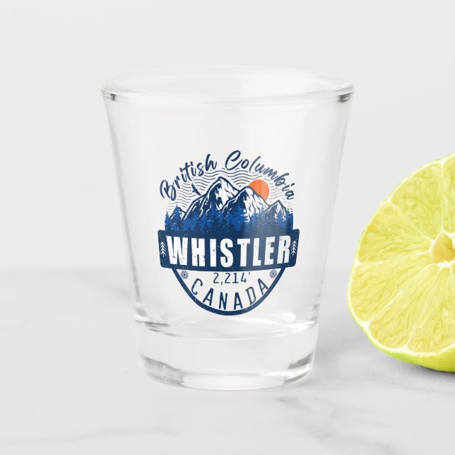 Whistler British Columbia Canada Minimalist Ski Shot Glass (Front)