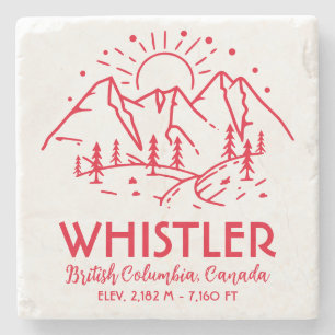 Whistler British Columbia Canada Minimalist Ski Stone Coaster