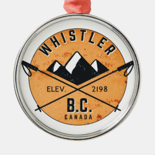 Whistler British Columbia Canada Skiing Snowboard Metal Tree Decoration