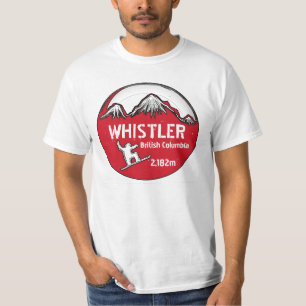 Whistler British Columbia red snowboard value tee