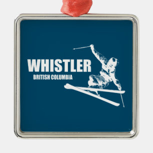 Whistler British Columbia Skier Metal Tree Decoration