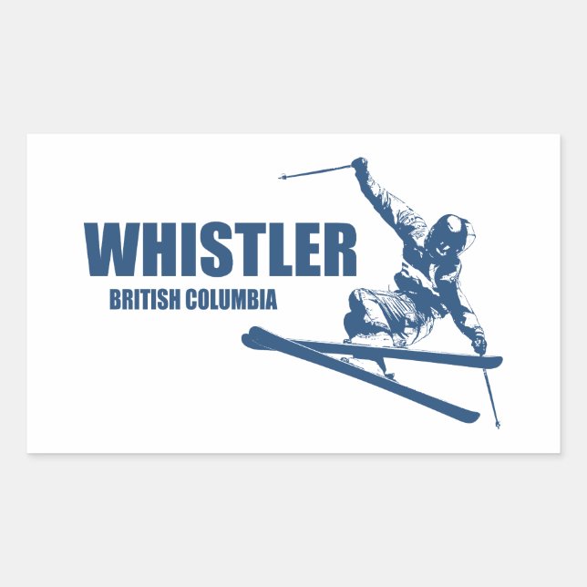 Whistler British Columbia Skier Rectangular Sticker (Front)