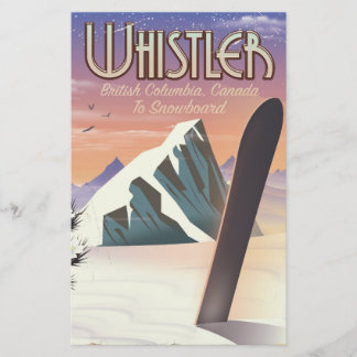 Whistler British Columbia snowboarding poster Stationery