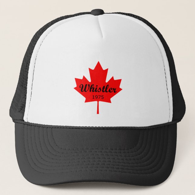 Whistler Canada 1975 Red Maple Leaf Colour Trucker Hat (Front)