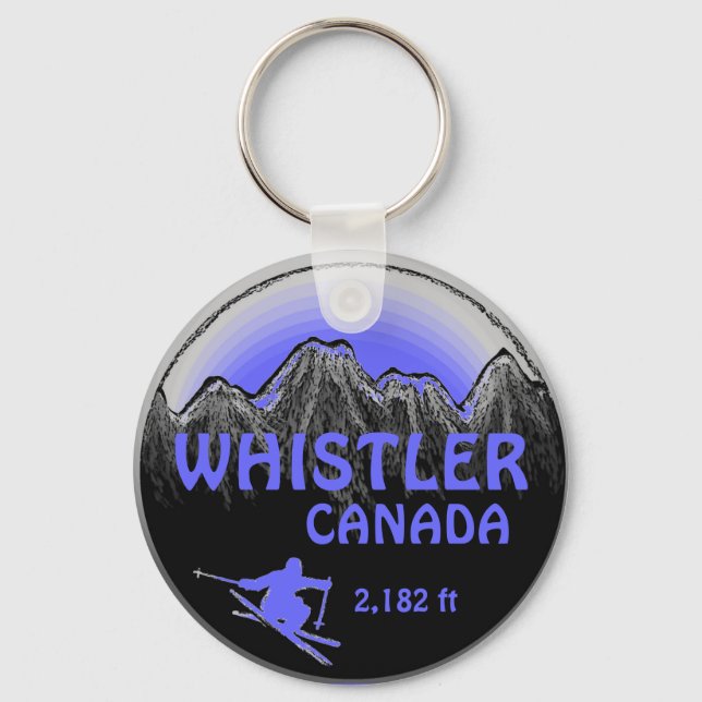 Whistler Canada blue purple ski art keychain (Front)