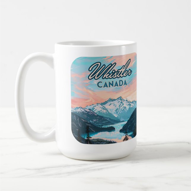 Whistler Canada British Columbia Ski Resort Retro Coffee Mug (Left)