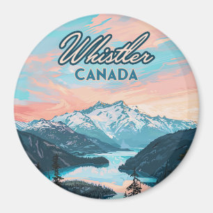 Whistler Canada British Columbia Ski Resort Retro Magnet
